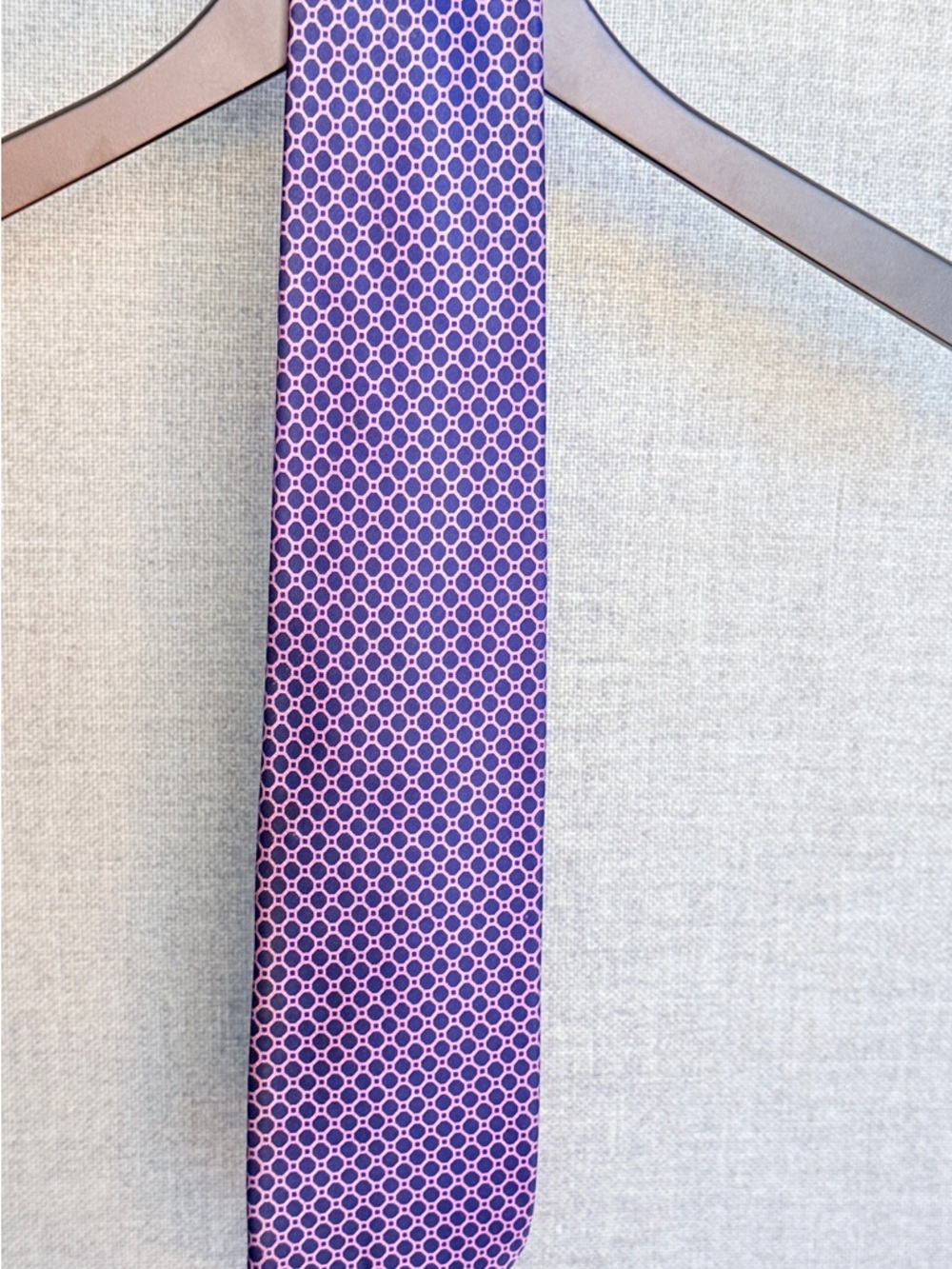 Stefano Ricci Purple Tie with Pink Honeycomb Pattern